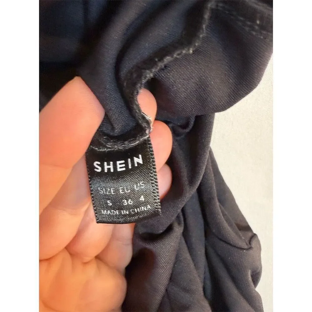 SHEIN Runsie Romper Womens S Black Athletic Open Back